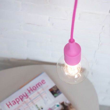 Lámpara con Enchufe Silicón Rosa Recamara Buro Mesa Edison Vintage Chic