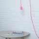 Lámpara con Enchufe Silicón Rosa Recamara Buro Mesa Edison Vintage Chic