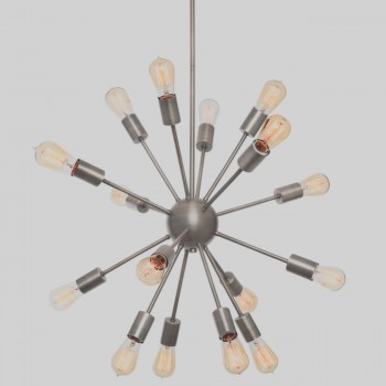 Candelabro Lampara Vintage Industrial Sputnik 18 Focos Edison Plata