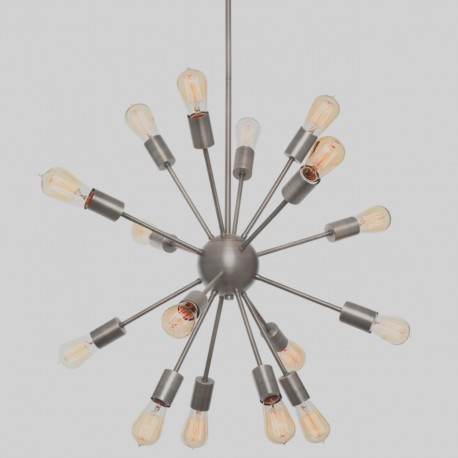 Candelabro Lampara Vintage Industrial Sputnik 18 Focos Edison Plata