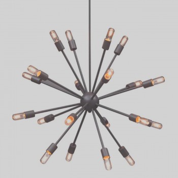 Candelabro Lampara Vintage Industrial Sputnik 18 Focos Edison Negro