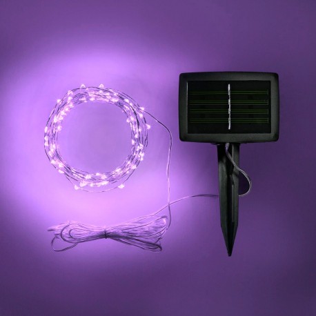 Luces de Hadas Solares Exterior Morado Jardín Halloween Navidad 10 Mts