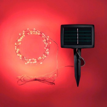 Luces de Hadas Solares Exterior Rojo Jardín Evento Navideñas 10 Mts