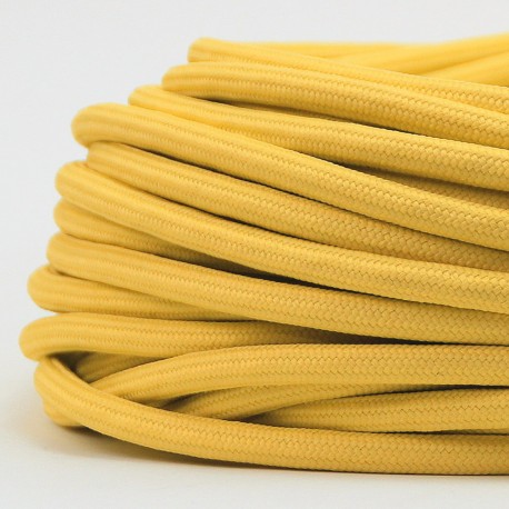 Cable Amarillo Textil Grueso Forrado Tejido Electrico Iluminacion 2x18 7mm
