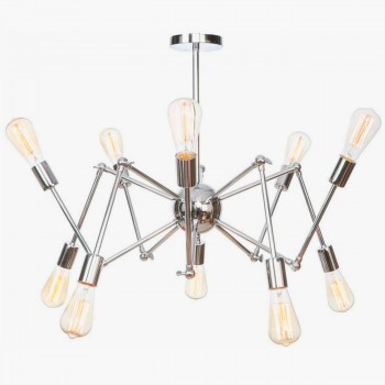 Candelabro Araña 10 Focos Edison Vintage Plata Techo Sala Comedor Retro
