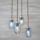 Candelabro Lampara Vintage Industrial Cluster 4 Mason Jars Azul