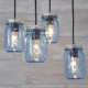 Candelabro Lampara Vintage Industrial Cluster 4 Mason Jars Azul