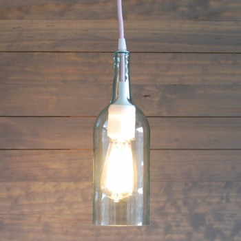Lámpara Botella De Cristal Con Socket De Silicón Blanco Colgante Techo