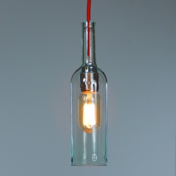 Lámpara Botella Vintage Cristal Vidrio Transparente Colgante Techo Edison