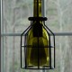 Lámpara Botella Con Jaula Artesanal Hecha a Mano Cristal Cortado Retro