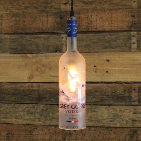 Lámpara Botella Vodka Grey Goose Hecha a Mano Artesanal Decorativa