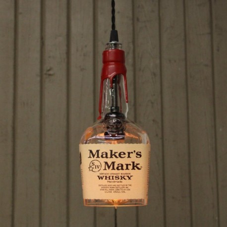 Lámpara Botella Whiskey Makers Mark Reciclada Artesanal Hecha a Mano