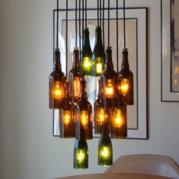 Candelabro Vintage Lampara Industrial 12 Botellas De Vino Edison