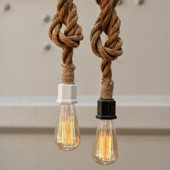 Candelabro Rope Lampara Vintage Industrial Cuerda Blend 2 Focos Edison