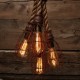Candelabro Rope Lampara Vintage Industrial Cuerda 4 Jaulas Edison