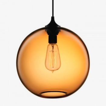 Lampara Vintage Industrial Colgante Cristal Globo Ambar Antigua Edison