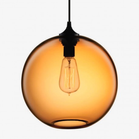 Lampara Vintage Industrial Colgante Cristal Globo Ambar Antigua Edison