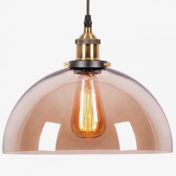 Lámpara Domo Ámbar Colgante Cristal Vidrio Edison Retro Comedor Barra