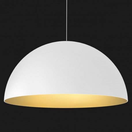 Lámpara Colgante Techo Domo 50 Cms Blanco Dorado Vintage Industrial