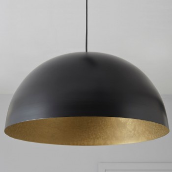 Lámpara Colgante Techo Domo 50 Cms Negro Dorado Restaurante Oficina Hotel