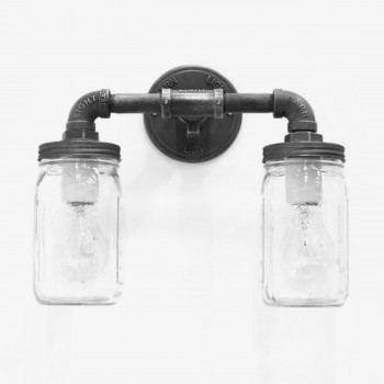 Lampara Vintage Industrial Mason Jar Doble Edison