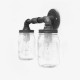 Lampara Vintage Industrial Mason Jar Doble Edison