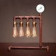 Lámpara Mesa de Noche Buro Recamara Industrial Retro 4 Focos Edison 