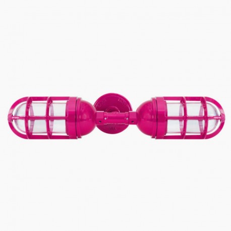 Lampara Vintage Industrial Miner Sconce Doble Antique Fucsia