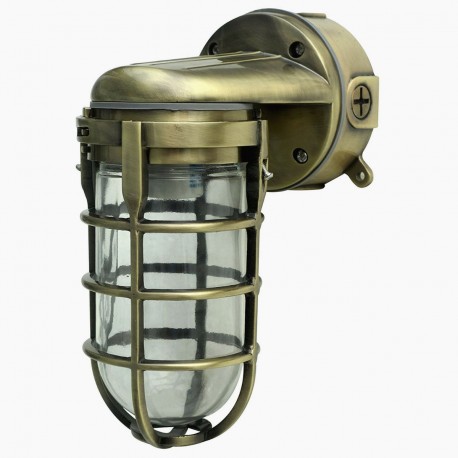 Lámpara Luminaria Industrial Muro Pared Bunker Antique Oro Dorado Bronce