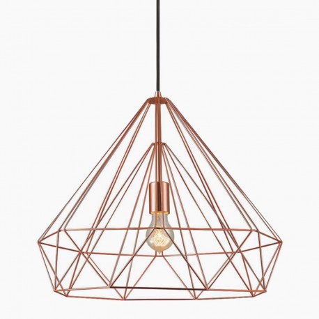 Lámpara Jaula Diamante Cobre Oro Rosa Vintage Industrial Retro Techo