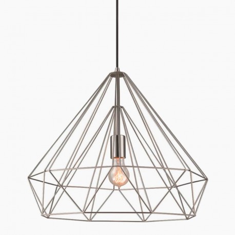 Lámpara Vintage Industrial Colgante Decoración Jaula Diamante Plata