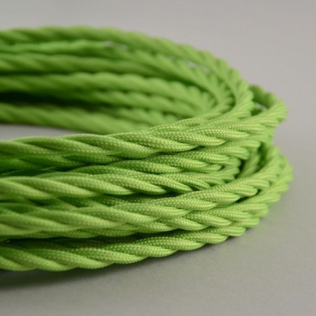 Cable Textil Trenzado Torcido Verde Lima Reemplazo Lámparas Luminarias