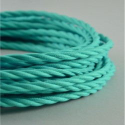Cable Textil Trenzado Torcido Azul Turquesa Reemplazo Lámparas Luminarias