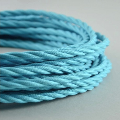 Cable Textil Trenzado Torcido Azul Menta Reemplazo Lámparas Luminarias