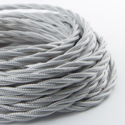 Cable Textil Trenzado Torcido Plata Reemplazo Lámparas Luminarias