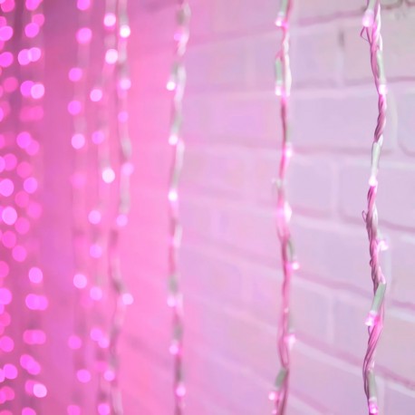 Cortina Luces LED Evento Fiesta XV Años Baby Shower Rosa 3.6 X 1.6 Mts 