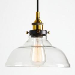 Lámpara Vintage Industrial Colgante Cristal Antique Transparente Dorado