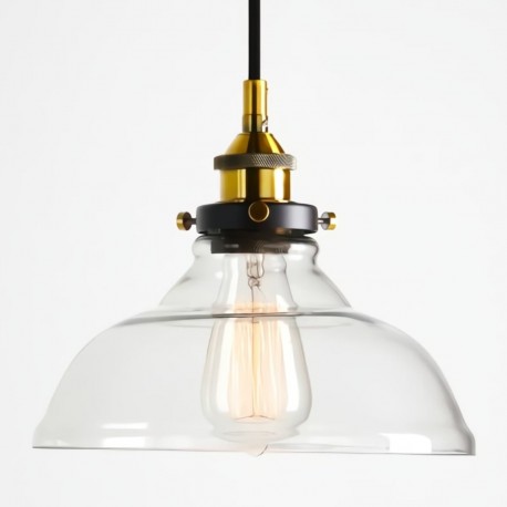Lámpara Vintage Industrial Colgante Cristal Antique Transparente Dorado