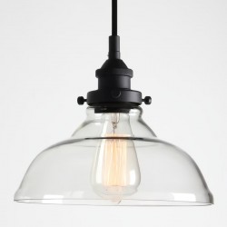 Lámpara Vintage Industrial Colgante Cristal Antique Transparente Negro 