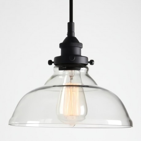 Lámpara Vintage Industrial Colgante Cristal Antique Transparente Negro 
