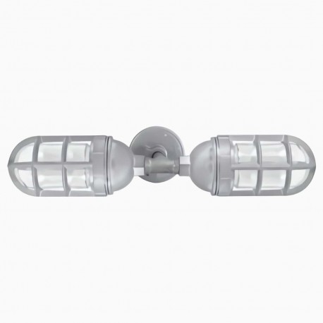 Lampara Vintage Industrial Miner Sconce Doble Antique Plata