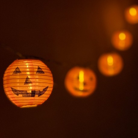 Serie Linterna Calabazas 3.2 Mts Luces Halloween Naranja Otoño Decoracion