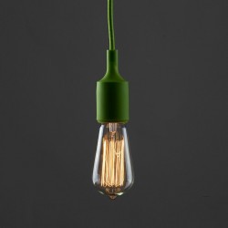 Lámpara Vintage Silicón Edison Textil Decoración Verde Limón
