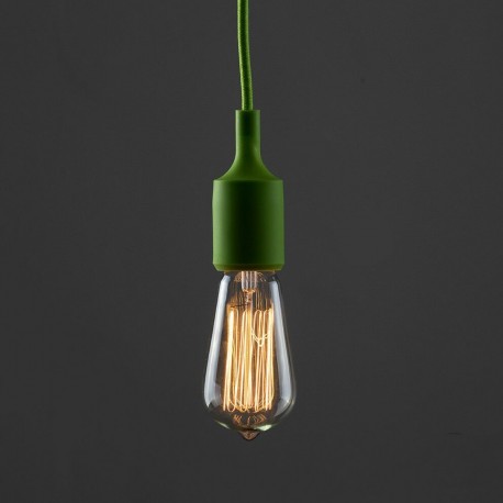 Lámpara Vintage Silicón Edison Textil Decoración Verde Limón