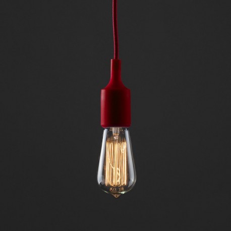 Lampara Vintage Colgante Silicon Edison Textil Decoracion Rojo