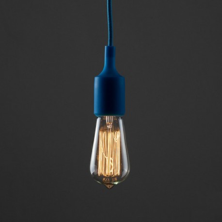 Lampara Vintage Silicon Edison Textil Decoracion Azul Zafiro