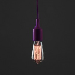 Lampara Vintage Colgante Silicon Edison Textil Decoracion Morado