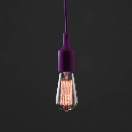Lampara Vintage Colgante Silicon Edison Textil Decoracion Morado