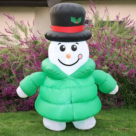 Inflable Muñeco De Nieve Chamarra Navideño Navidad Luz Led 1.8 Mts