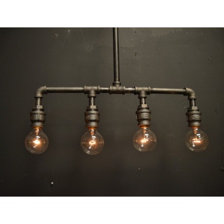 Candelabro Lámpara Vintage Industrial Pipe 4 Focos Edison